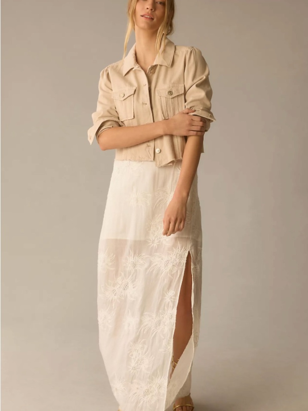 Paige Pacey Women's Cream Cropped Utility Jacket